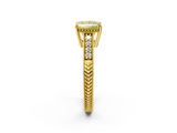 Yellow gold Fancy Yellow Princess  Solitaire Pavé Diamond Milgrain Engagement Ring with Four-Prong Setting_2