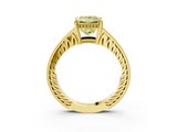Yellow gold Fancy Yellow Princess  Solitaire Pavé Diamond Milgrain Engagement Ring with Four-Prong Setting_3
