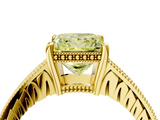 Yellow gold Fancy Yellow Princess  Solitaire Pavé Diamond Milgrain Engagement Ring with Four-Prong Setting_4