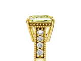Yellow gold Fancy Yellow Princess  Solitaire Pavé Diamond Milgrain Engagement Ring with Four-Prong Setting_5