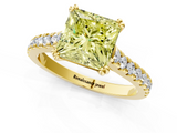 Yellow gold Fancy Yellow Princess  Solitaire Pave Diamond Engagement Ring with Prong Setting_1