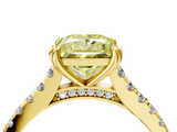 Yellow gold Fancy Yellow Princess  Solitaire Pave Diamond Engagement Ring with Prong Setting_4