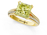 Yellow gold Fancy Yellow Princess  Solitaire Pave Split Shank Engagement Ring with Six-Prong Setting_1