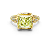 Yellow gold Fancy Yellow Princess  Solitaire Pave Split Shank Ring with Four-Prong Setting_81