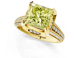 Yellow gold Fancy Yellow Princess  Solitaire Pave Split Shank Ring with Four-Prong Setting_82