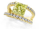 Yellow gold Fancy Yellow Princess  Solitaire Split Shank Pave Diamond Ring_30