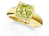 Yellow gold Fancy Yellow Princess  Solitaire Tension Set Diamond Ring with Wide Band_1
