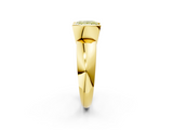Yellow gold Fancy Yellow Princess  Solitaire Tension Set Diamond Ring with Wide Band_2