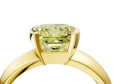 Yellow gold Fancy Yellow Princess  Solitaire Tension Set Diamond Ring with Wide Band_4