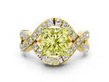 Yellow gold Fancy Yellow Princess  Solitaire Twist Band Pavé Diamond Engagement Ring_55
