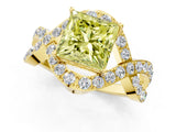 Yellow gold Fancy Yellow Princess  Solitaire Twist Band Pavé Diamond Engagement Ring_56