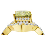 Yellow gold Fancy Yellow Princess  Solitaire Twist Band Pavé Diamond Engagement Ring_59