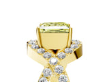 Yellow gold Fancy Yellow Princess  Solitaire Twist Band Pavé Diamond Engagement Ring_60