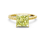 Yellow gold Fancy Yellow Princess  Solitaire Twist Band Ring with Four-Prong Setting_66
