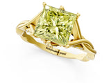 Yellow gold Fancy Yellow Princess  Solitaire Twist Band Six-Prong Setting 2