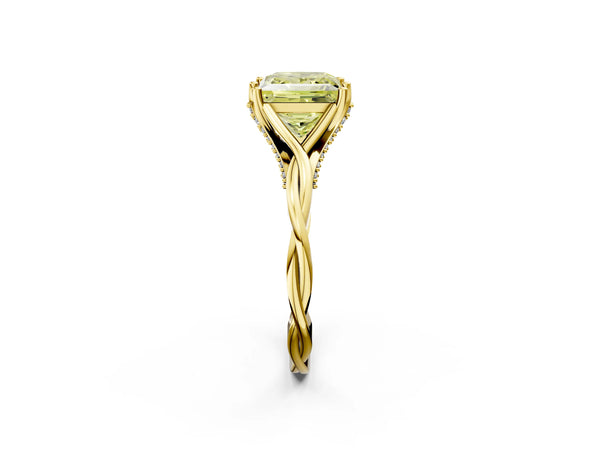 Yellow gold Fancy Yellow Princess  Solitaire Twist Band Six-Prong Setting