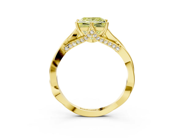 Yellow gold Fancy Yellow Princess  Solitaire Twist Band Six-Prong Setting
