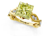Yellow gold Fancy Yellow Princess  Solitaire Twist Band with Leaf Prong Setting 2