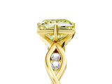 Yellow gold Fancy Yellow Princess  Solitaire Twist Band with Leaf Prong Setting