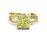 Yellow gold Fancy Yellow Princess  Solitaire Twist Band with Pavé Accents and Four-Prong Setting_19