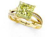 Yellow gold Fancy Yellow Princess  Solitaire Twist Band with Pavé Accents and Four-Prong Setting_20