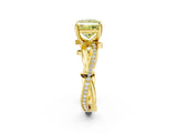 Yellow gold Fancy Yellow Princess  Solitaire Twist Band with Pavé Accents and Four-Prong Setting_21