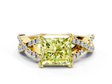 Yellow gold Fancy Yellow Princess  Solitaire Twist Band with Pavé Setting and Four-Prong Setting