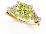 Yellow gold Fancy Yellow Princess  Solitaire Twist Band with Pavé Setting and Four-Prong Setting_1