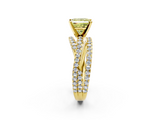 Yellow gold Fancy Yellow Princess  Solitaire Twist Band with Pavé Setting and Four-Prong Setting_2