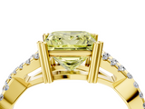 Yellow gold Fancy Yellow Princess  Solitaire Twist Band with Pavé Setting and Four-Prong Setting_4