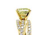 Yellow gold Fancy Yellow Princess  Solitaire Twist Band with Pavé Setting and Four-Prong Setting_5