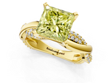 Yellow gold Fancy Yellow Princess  Solitaire Twist Band with Pave Prong Setting_1