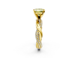Yellow gold Fancy Yellow Princess  Solitaire Twist Band with Pave Prong Setting_2