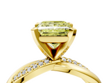 Yellow gold Fancy Yellow Princess  Solitaire Twist Band with Pave Prong Setting_4