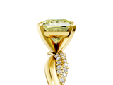 Yellow gold Fancy Yellow Princess  Solitaire Twist Band with Pave Prong Setting_5