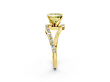 Yellow gold Fancy Yellow Princess  Solitaire Twist Band with Pave Set Diamonds and Four-Prong Setting_2