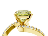 Yellow gold Fancy Yellow Princess  Solitaire Twist Band with Pave Set Diamonds and Four-Prong Setting_4
