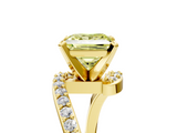 Yellow gold Fancy Yellow Princess  Solitaire Twist Band with Pave Set Diamonds and Four-Prong Setting_5