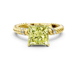 Yellow gold Fancy Yellow Princess  Solitaire Twisted Band Prong Set Engagement Ring_29