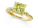 Yellow gold Fancy Yellow Princess  Solitaire Twisted Band Prong Set Engagement Ring_30