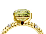 Yellow gold Fancy Yellow Princess  Solitaire Twisted Band Prong Set Engagement Ring_33
