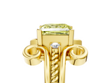 Yellow gold Fancy Yellow Princess  Solitaire Twisted Band Scroll Prong Ring_8