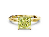 Yellow gold Fancy Yellow Princess  Solitaire Twisted Band with Bead Prong Setting_29