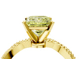 Yellow gold Fancy Yellow Princess  Solitaire Twisted Band with Bead Prong Setting_33