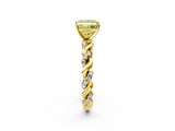 Yellow gold Fancy Yellow Princess  Solitaire Twisted Band with Pavé Accents and Four-Prong Setting_2