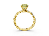 Yellow gold Fancy Yellow Princess  Solitaire Twisted Band with Pavé Accents and Four-Prong Setting_3
