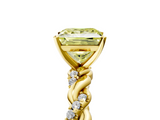 Yellow gold Fancy Yellow Princess  Solitaire Twisted Band with Pavé Accents and Four-Prong Setting_5