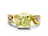 Yellow gold Fancy Yellow Princess  Solitaire Twisted Band with Prong Setting_3