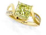 Yellow gold Fancy Yellow Princess  Solitaire Twisted Band with Prong Setting_4