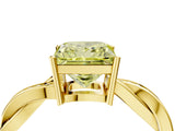 Yellow gold Fancy Yellow Princess  Solitaire Twisted Pave Diamond Ring with Four-Prong Setting_118